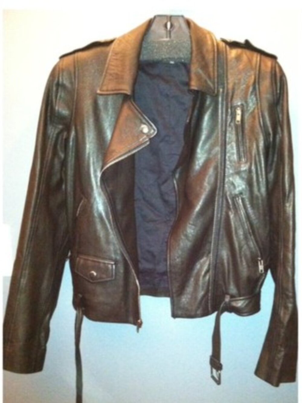 LEATHER JACKET THEORY ELECTRA 100% LAMB LEATHER MOTORCYCLE JACKET